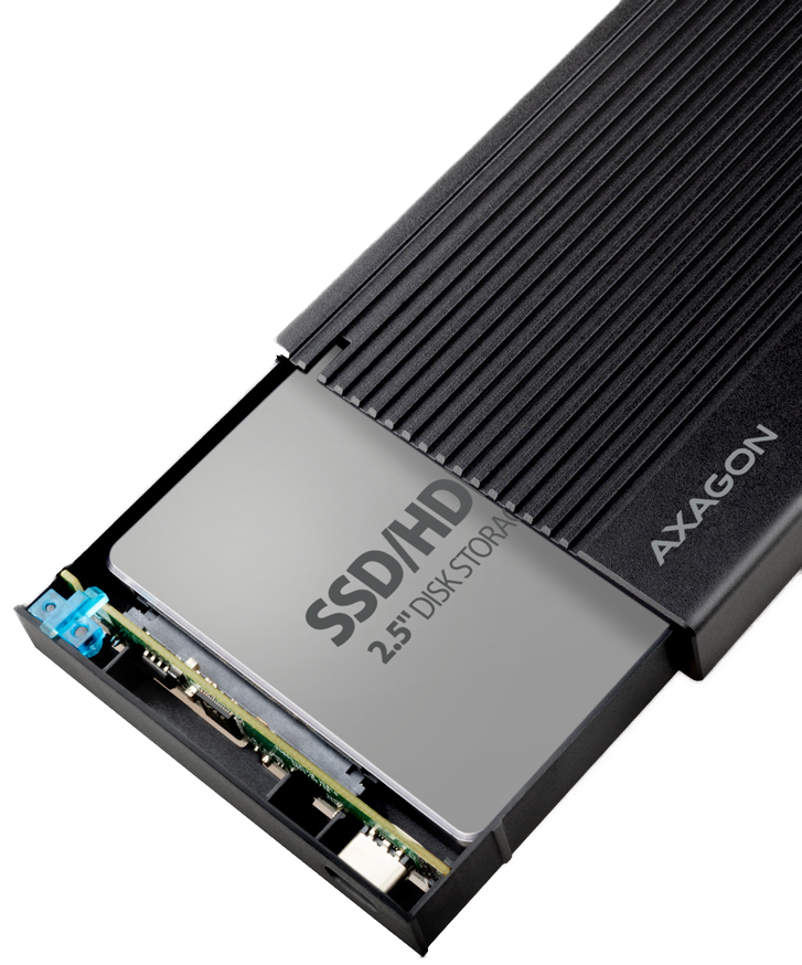 AXAGON - Caixa Externa AXAGON EE25-GTR USB-C 3.2 Gen 2 - SATA 6G, 2.5" External RIBBED box BLACK