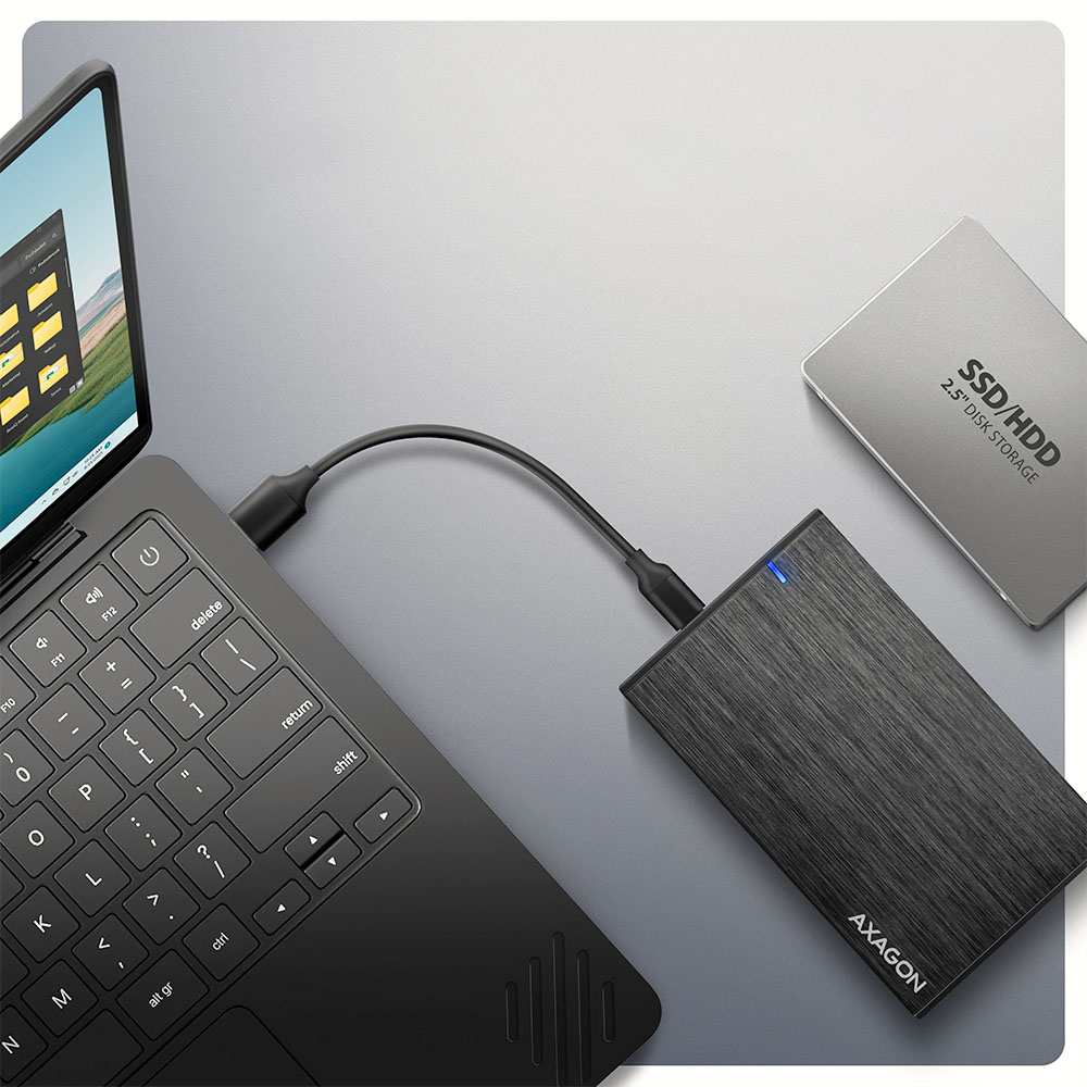 AXAGON - Caixa Externa AXAGON EE25-XA6C para SSD/HDD 2.5" USB-C, SATA 6G, Aluminio