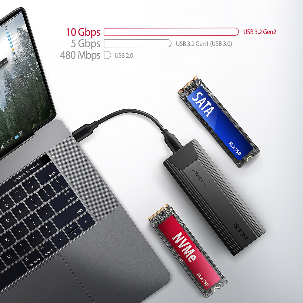 Picture of Picture of Caixa SSD AXAGON EEM2-GTS2 USB-C 3.2 Gen2 - M.2 NVMe SSD THIN