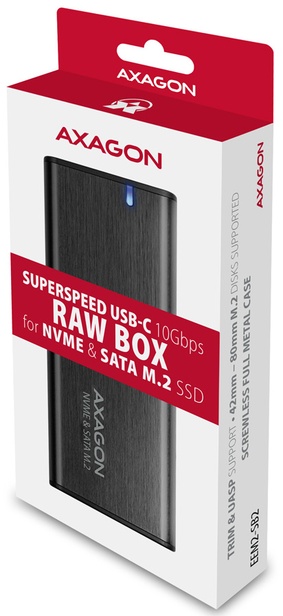 AXAGON - Caixa Externa AXAGON EEM2-SB2 USB-C 3.2 Gen 2, SSD M.2 - Preto