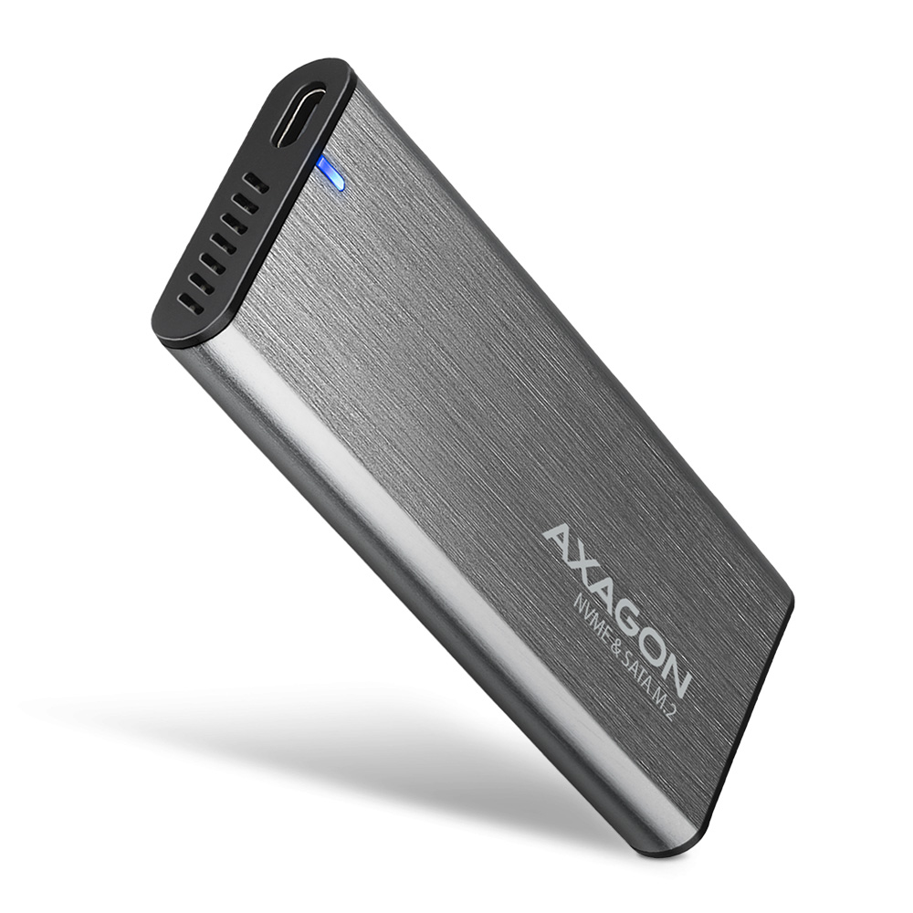AXAGON - Caixa Externa AXAGON EEM2-SG2 RAW BOX para SSDs M.2 USB-C 3.2 Gen 2 Silver