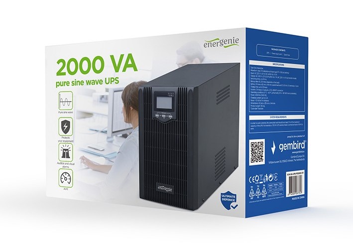 gembird - UPS Gembird EG-UPS-PS2000-01 2000VA IEC/USB Preta
