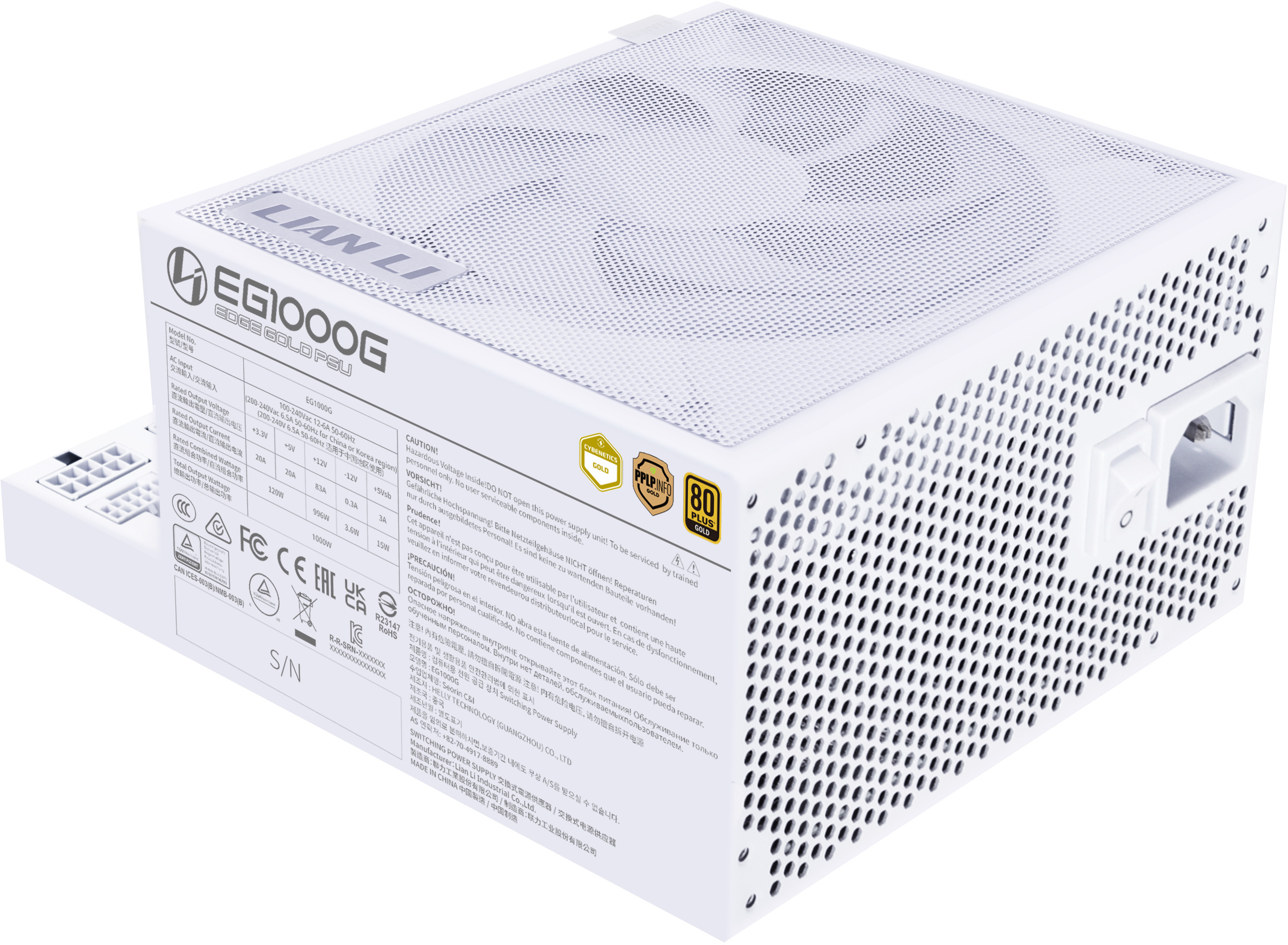 Lian Li - Fonte Modular Lian Li Edge 1000W 80+ Gold Branco