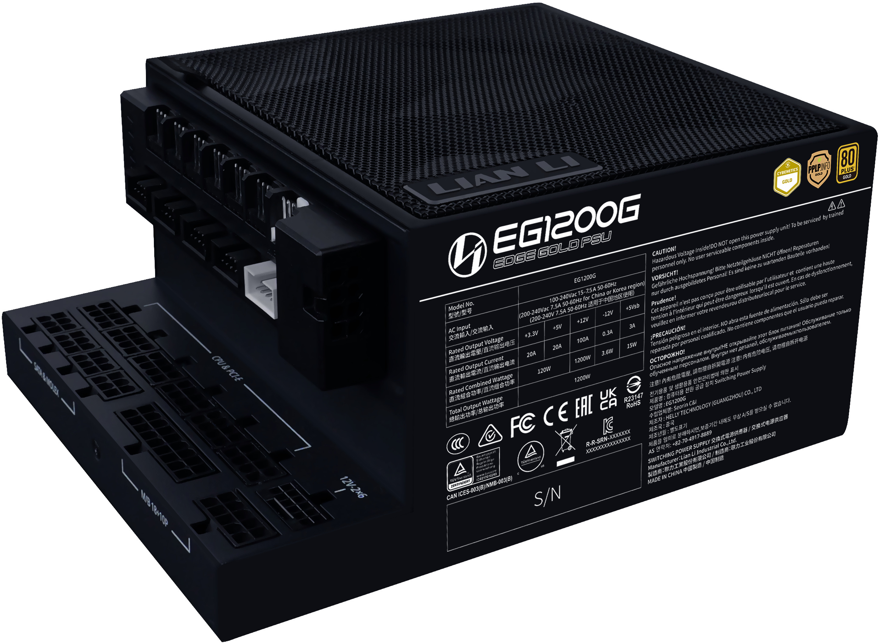 Picture of Picture of Fonte Modular Lian Li Edge 1200W 80+ Gold Preto