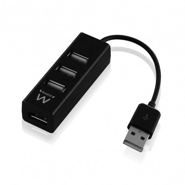 Ewent - Mini HUB USB Ewent 2.0 de 4 Portas Preto