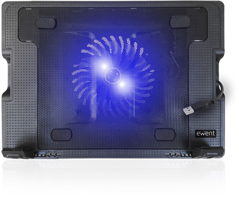 Ewent - Cooler de Portátil Ewent com 1 Ventoinha + 2 Portas USB até 17"