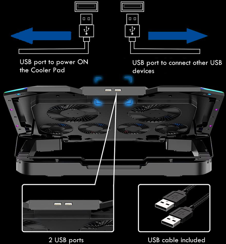 Ewent - Cooler de Portátil Ewent com 6 Ventoinhas até 15.6" 6 Vel. RGB