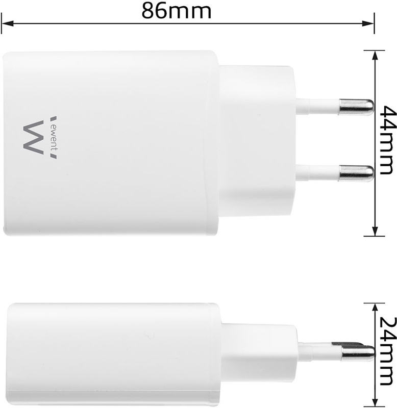 Ewent - Carregador Tomada Ewent 1 Porta USB Type C 20W Branco