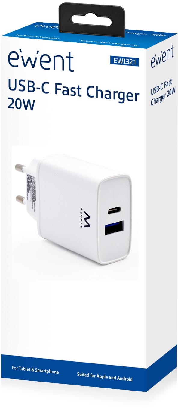 Ewent - Carregador Ewent USB-C / QC3.0 Fast Charger 20W Branco