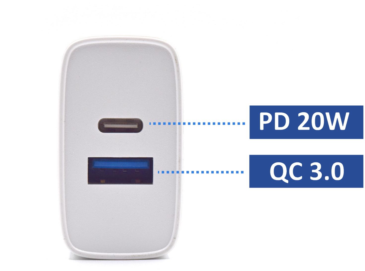 Ewent - Carregador Ewent USB-C / QC3.0 Fast Charger 20W Branco