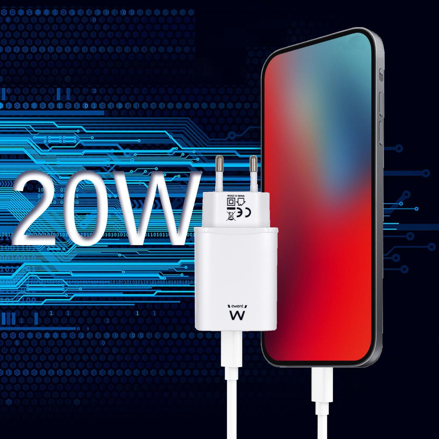 Ewent - Carregador Ewent USB-C / QC3.0 Fast Charger 20W Branco