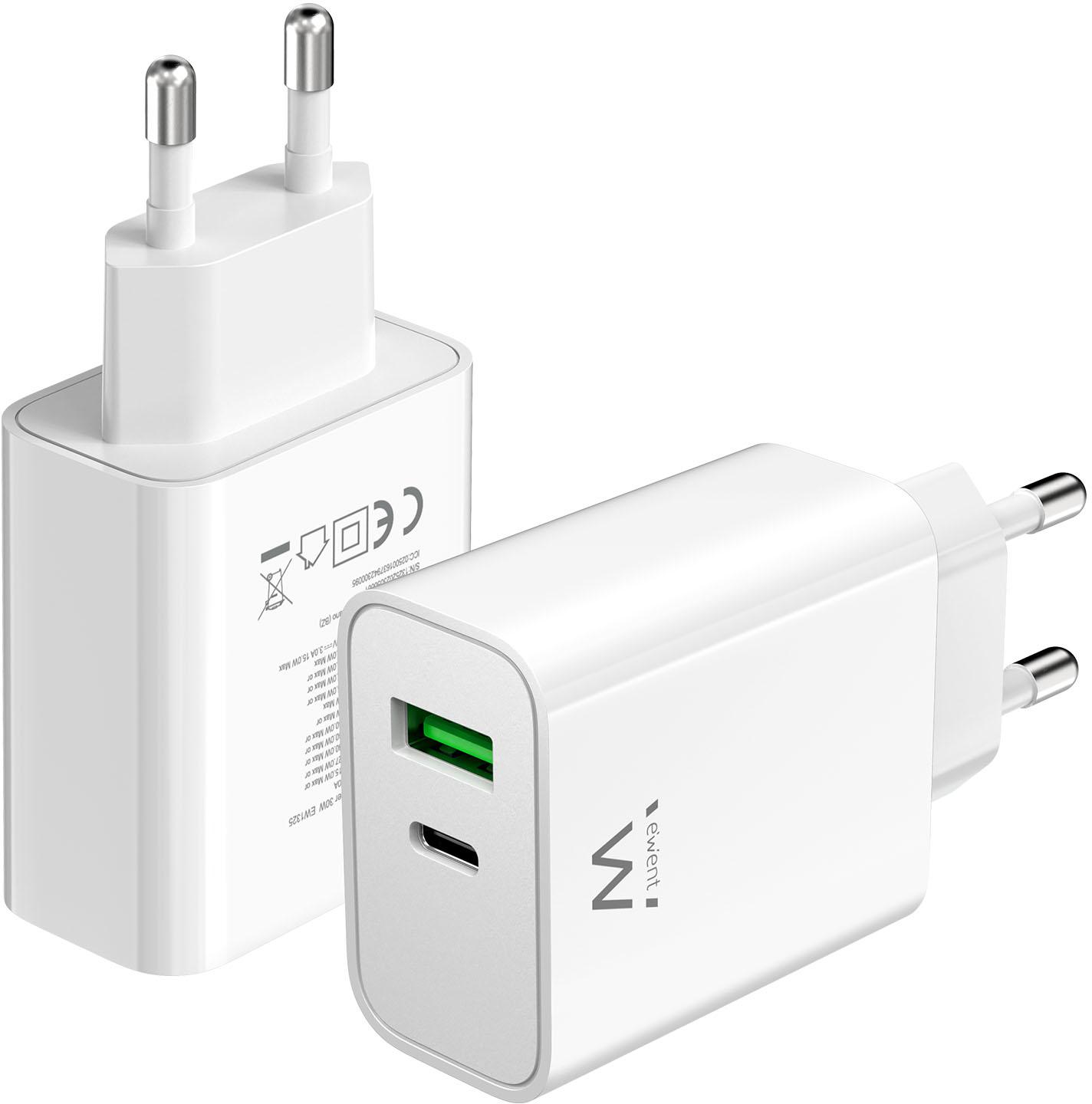 Ewent - Carregador Ewent USB-C/USB-A 30W QC 3.0 Branco