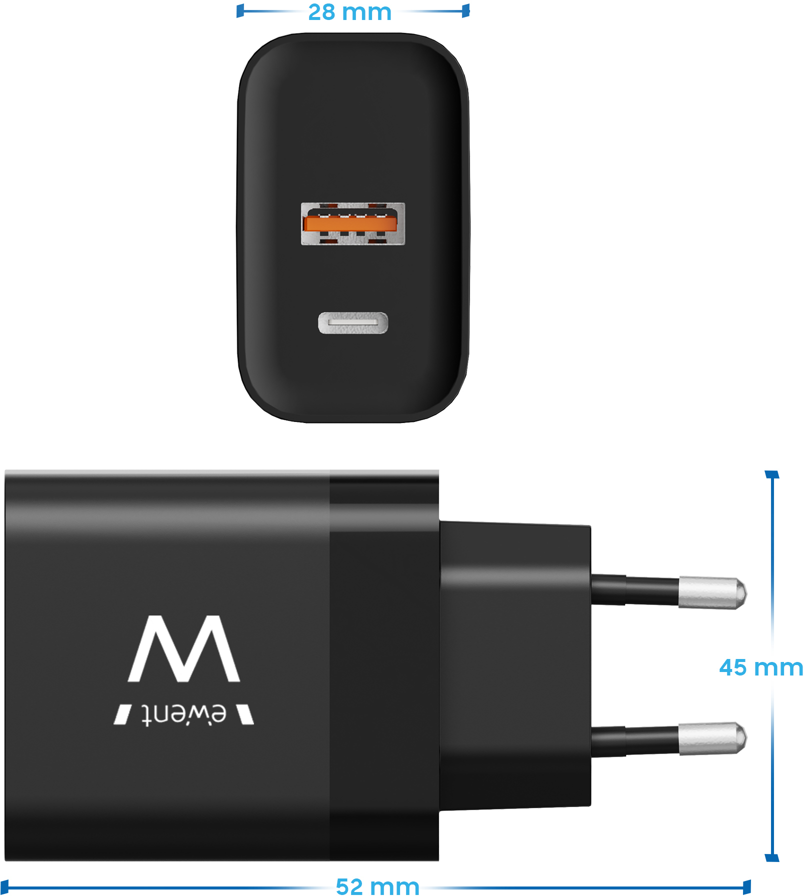 Picture of Picture of Carregador Ewent EW1327 USB-C/USB-A GaN Fast Charger 45W Preto