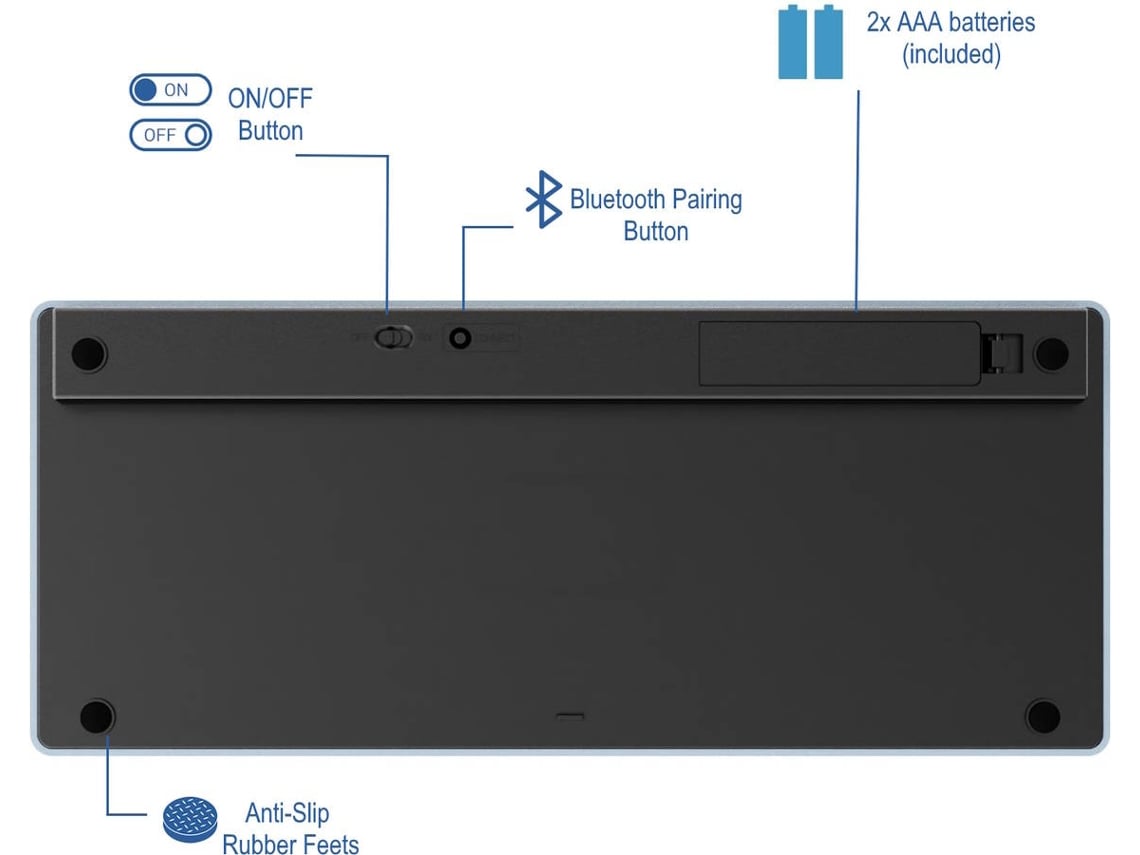 Ewent - Teclado Ewent EW3120 Ultra-Slim Bluetooth PT Cinza