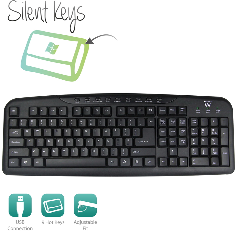 Ewent - Teclado Ewent Multimédia USB PT Preto