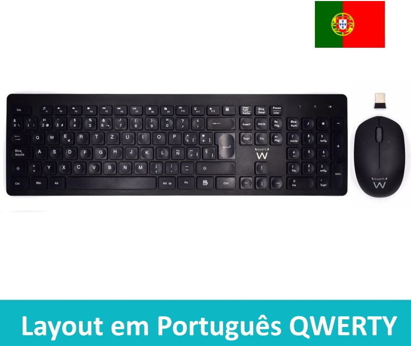 Ewent - Teclado + Rato Ewent Wireless PT Black