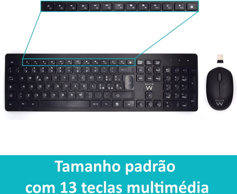 Ewent - Teclado + Rato Ewent Wireless PT Black