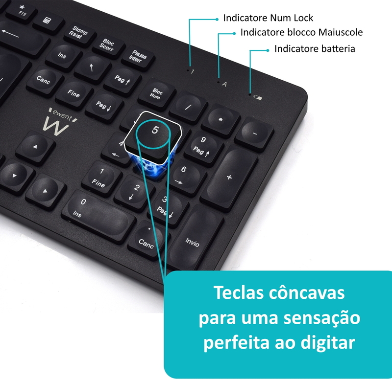 Ewent - Teclado + Rato Ewent Wireless PT Black