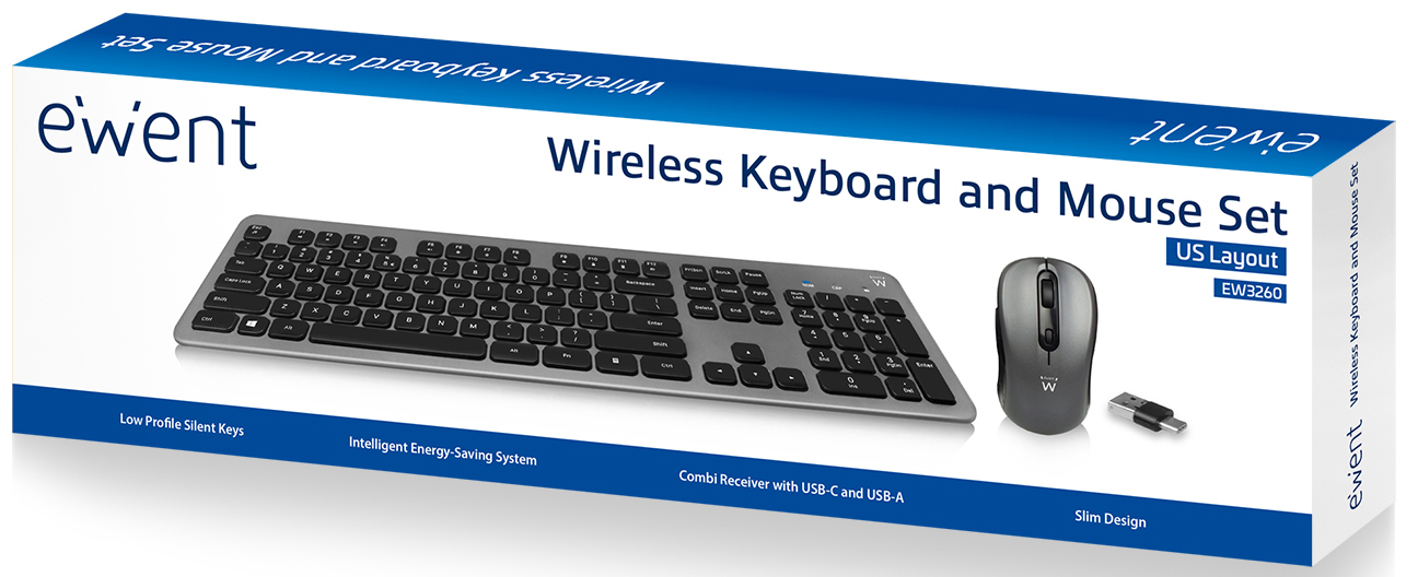 Ewent - Teclado + Rato Ewent EW3259 Wireless Silent (PT)