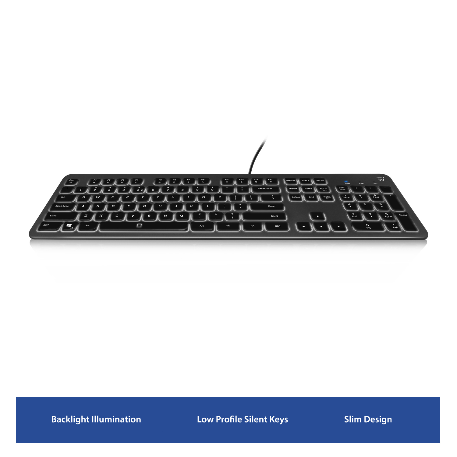 Ewent - Teclado Ewent EW3270 Silent Retroiluminado PT Preto