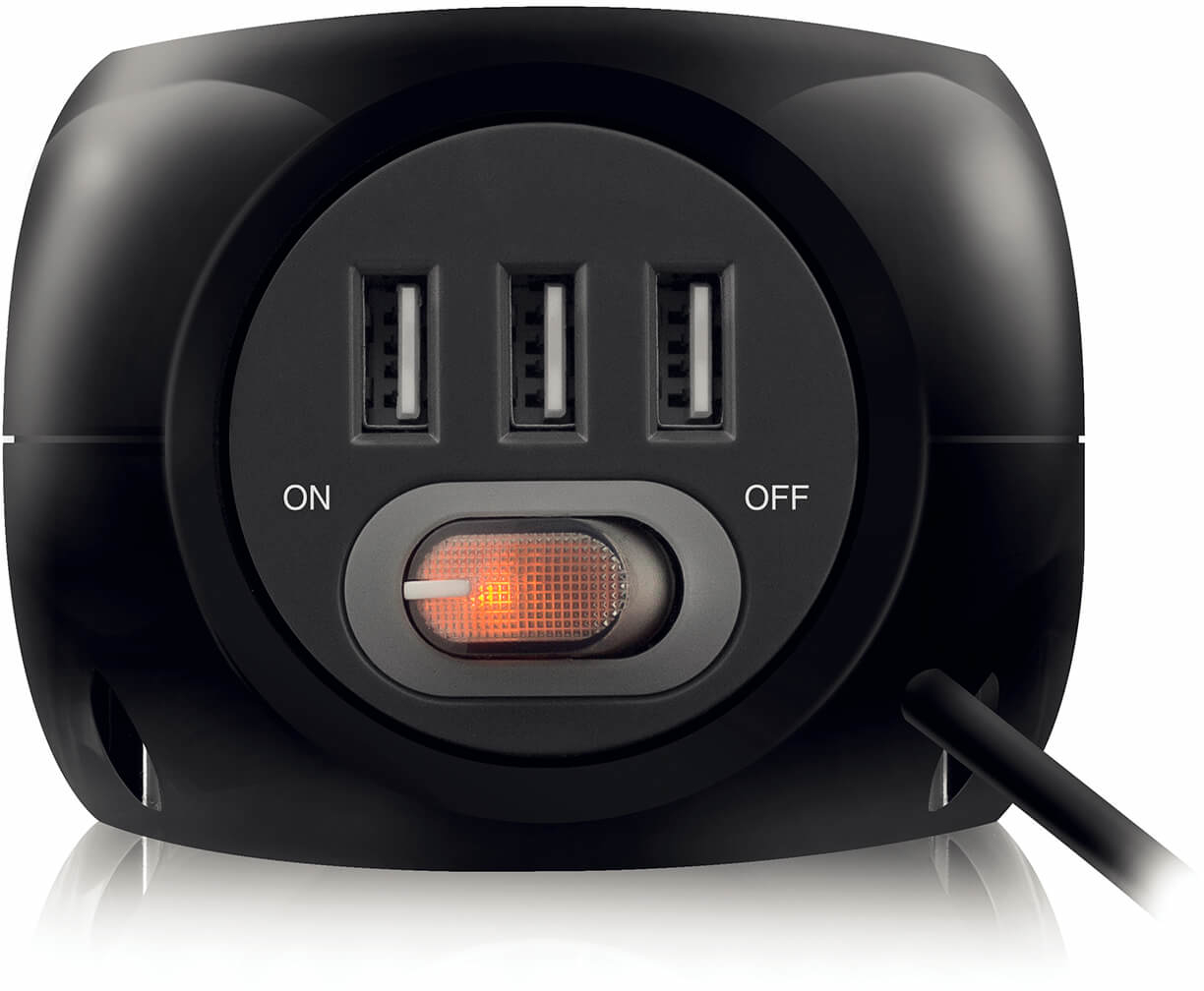 Ewent - Cubo Ewent 3 Tomadas + 3 Portas USB 2.4A c/ Cabo 1.5 M Preto