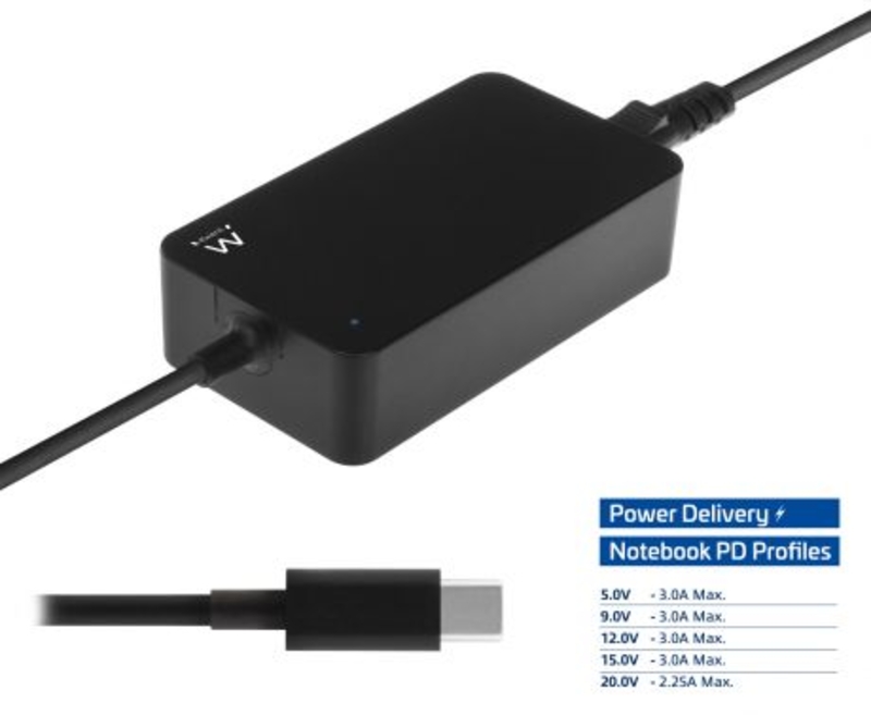 Ewent - Carregador de Portátil Ewent USB-C 45W Preto