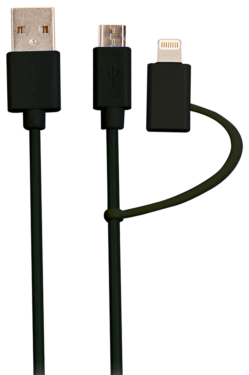 Ewent - Cabo de Carregamento/Sincronização Ewent 2 em 1 Lightning + Micro USB 1 M Preto