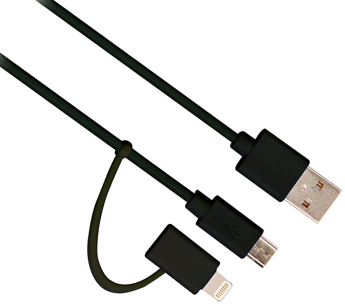 Ewent - Cabo de Carregamento/Sincronização Ewent 2 em 1 Lightning + Micro USB 1 M Preto
