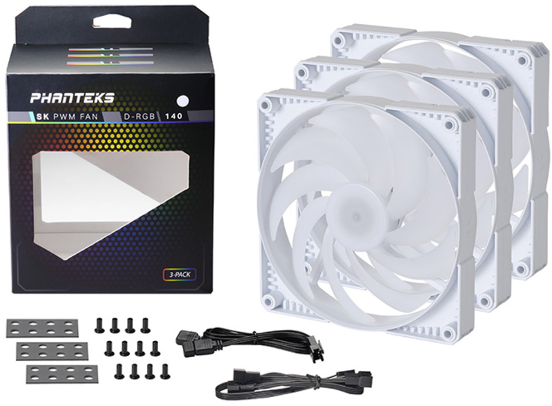 Phanteks - Ventoinha Phanteks SK PWM D-RGB Branco Pack 3 - 140mm