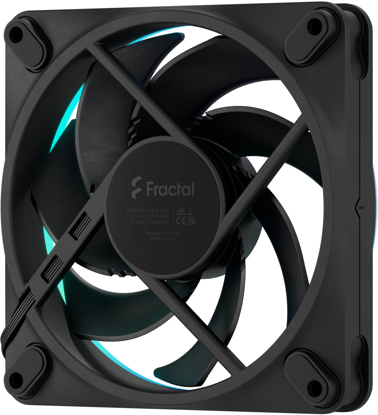 Fractal Design - Ventoinha Fractal Design Momentum 12 120mm 2200RPM 8 Pinos RGB Preta