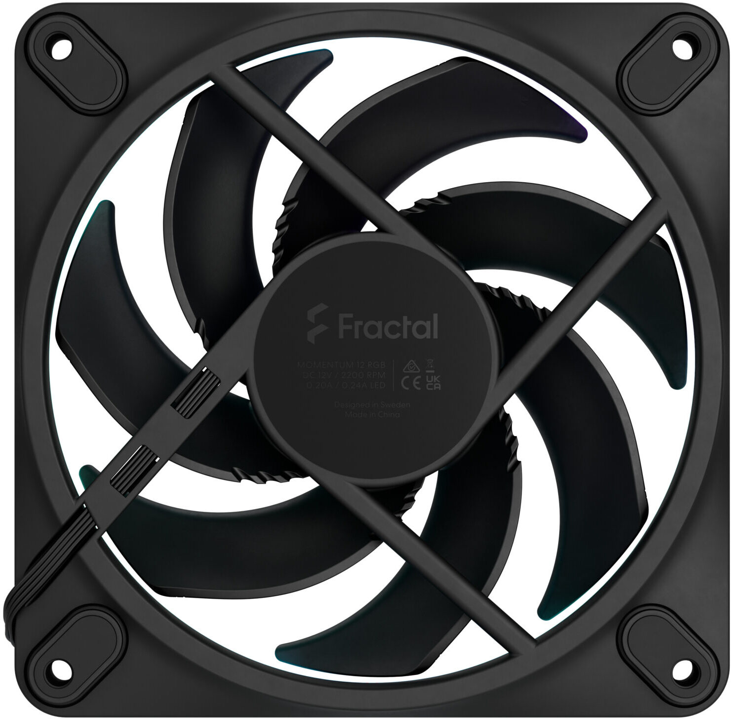 Fractal Design - Ventoinha Fractal Design Momentum 12 120mm 2200RPM 8 Pinos RGB Preta