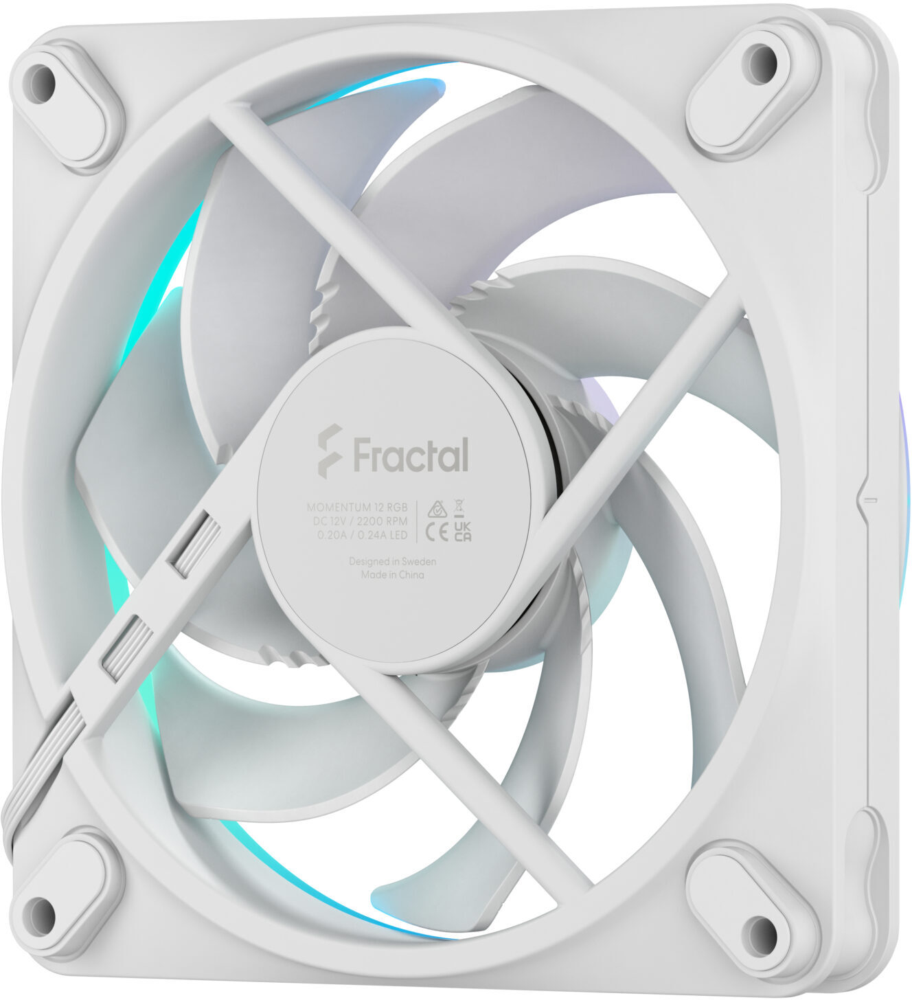 Fractal Design - Ventoinha Fractal Design Momentum 12 120mm 2200RPM 8 Pinos RGB Branca