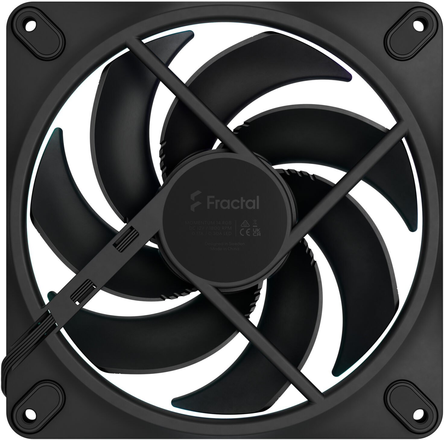 Fractal Design - Ventoinha Fractal Design Momentum 14 140mm 1800RPM 8 Pinos RGB Preta