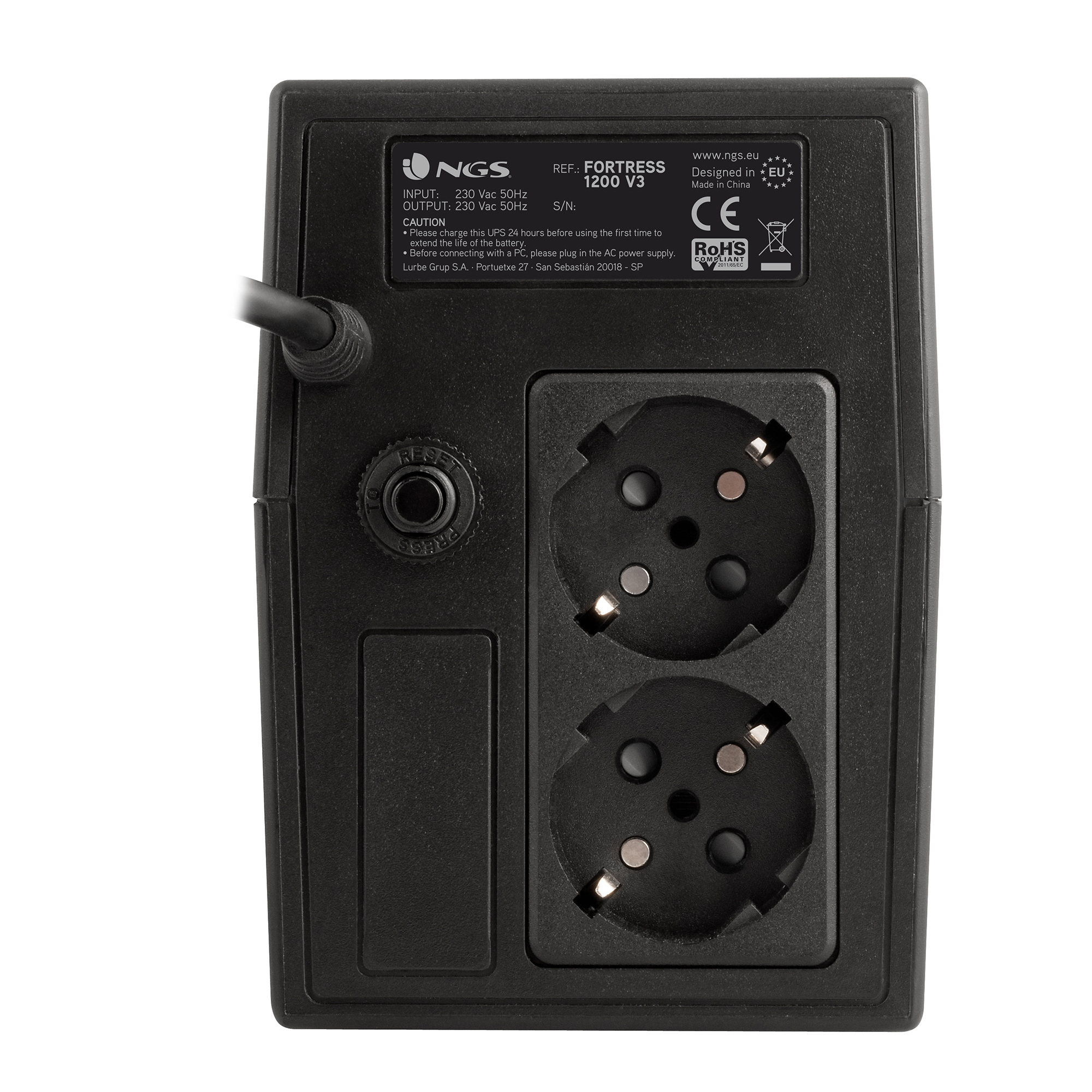 ngs - UPS NGS Off-line Fortress 1200V3 480W AVR 2 Tomadas Schuko