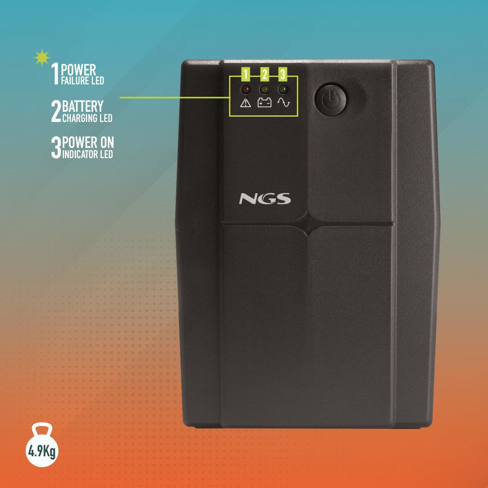 ngs - UPS NGS Off-line Fortress 1200V3 480W AVR 2 Tomadas Schuko