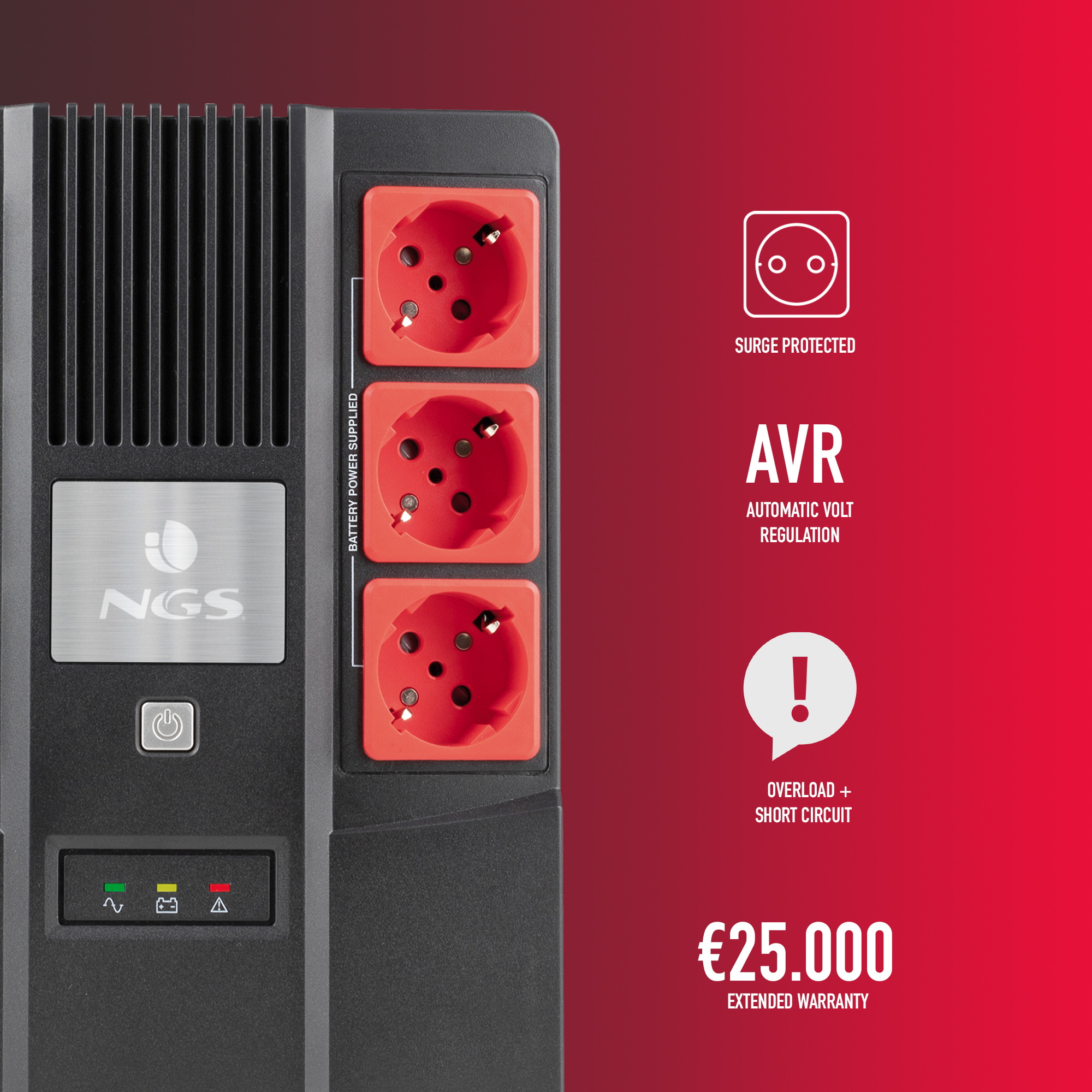 ngs - UPS NGS Off-line Fortress Bunker 600VA 360W 6 Tomadas de Proteção