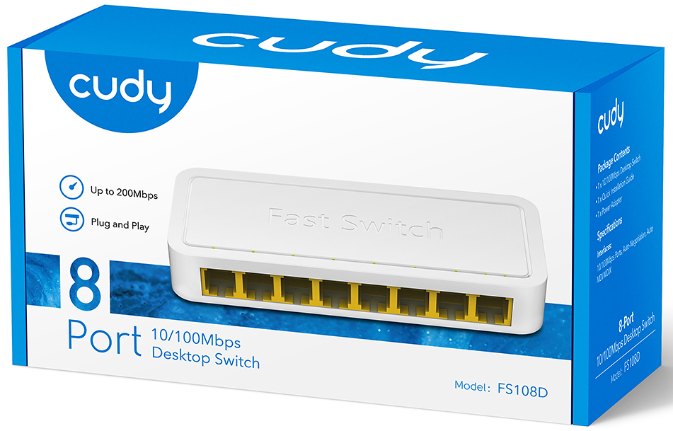 cudy - Switch Cudy FS108D 8 Portas 10/100Mbps UnManaged