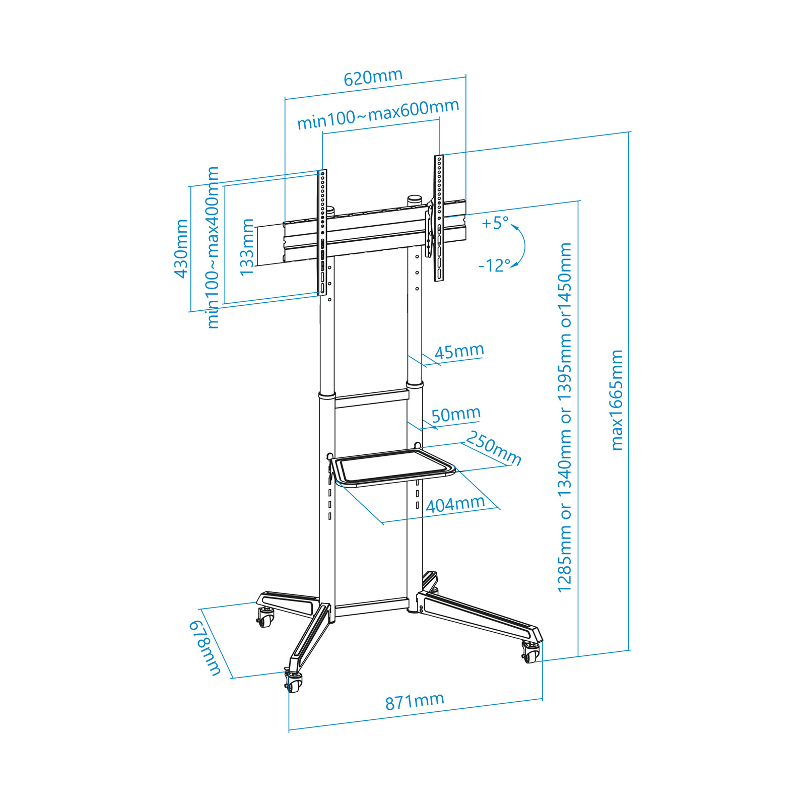 Tooq - Suporte Móvel Tooq RAMSÉS 37" a 70" Máx 50Kg Preto