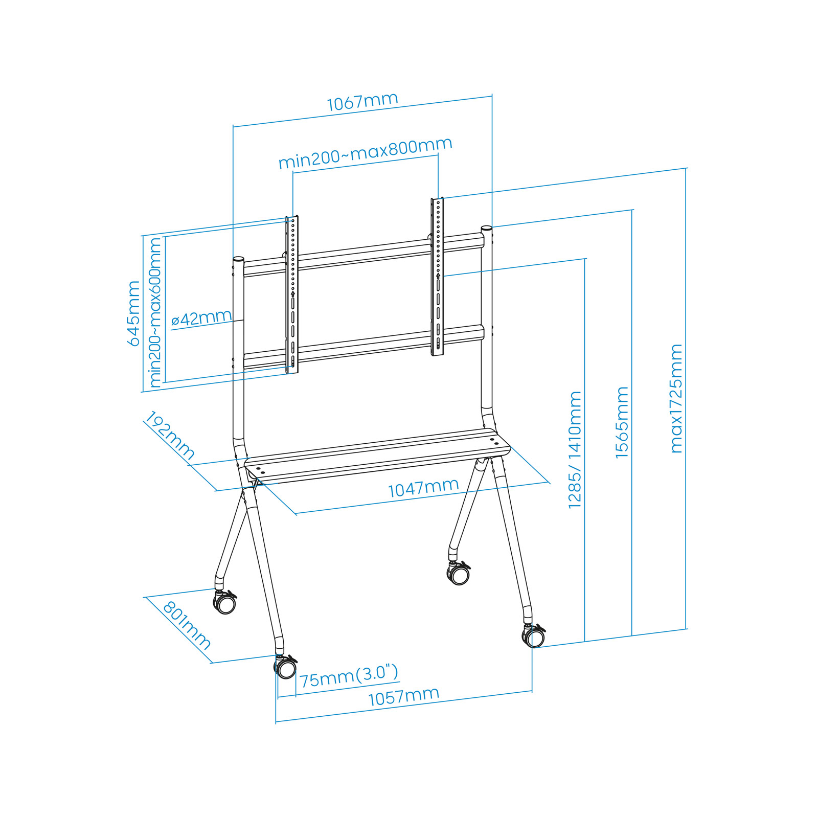 Tooq - Suporte Móvel Tooq iSTAND 50" a 86" Máx. 120Kg Cinzento