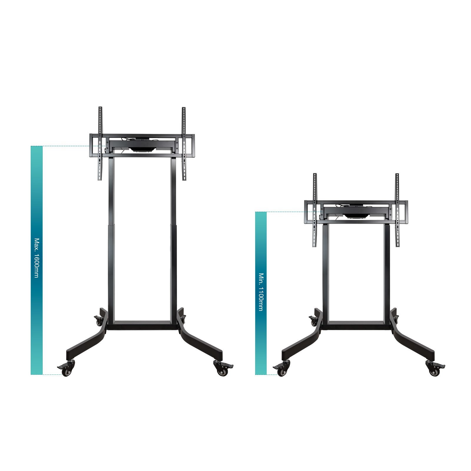 Tooq - Suporte Móvel Tooq LUX c/Ajuste Elétrico em Altura 55" a 100" Máx. 120Kg Preto