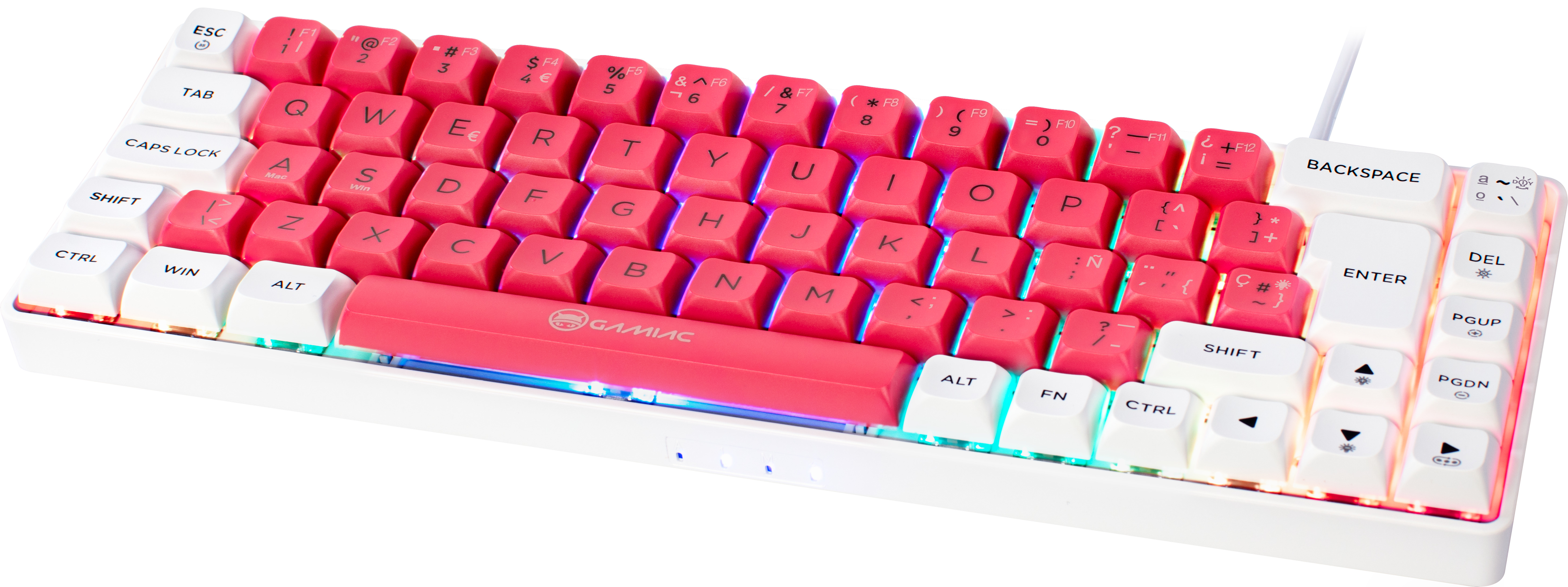 GAMIAC - Teclado Mecânico GAMIAC TKL RGB69G SF Kailh Red Branco/Rosa (ES)