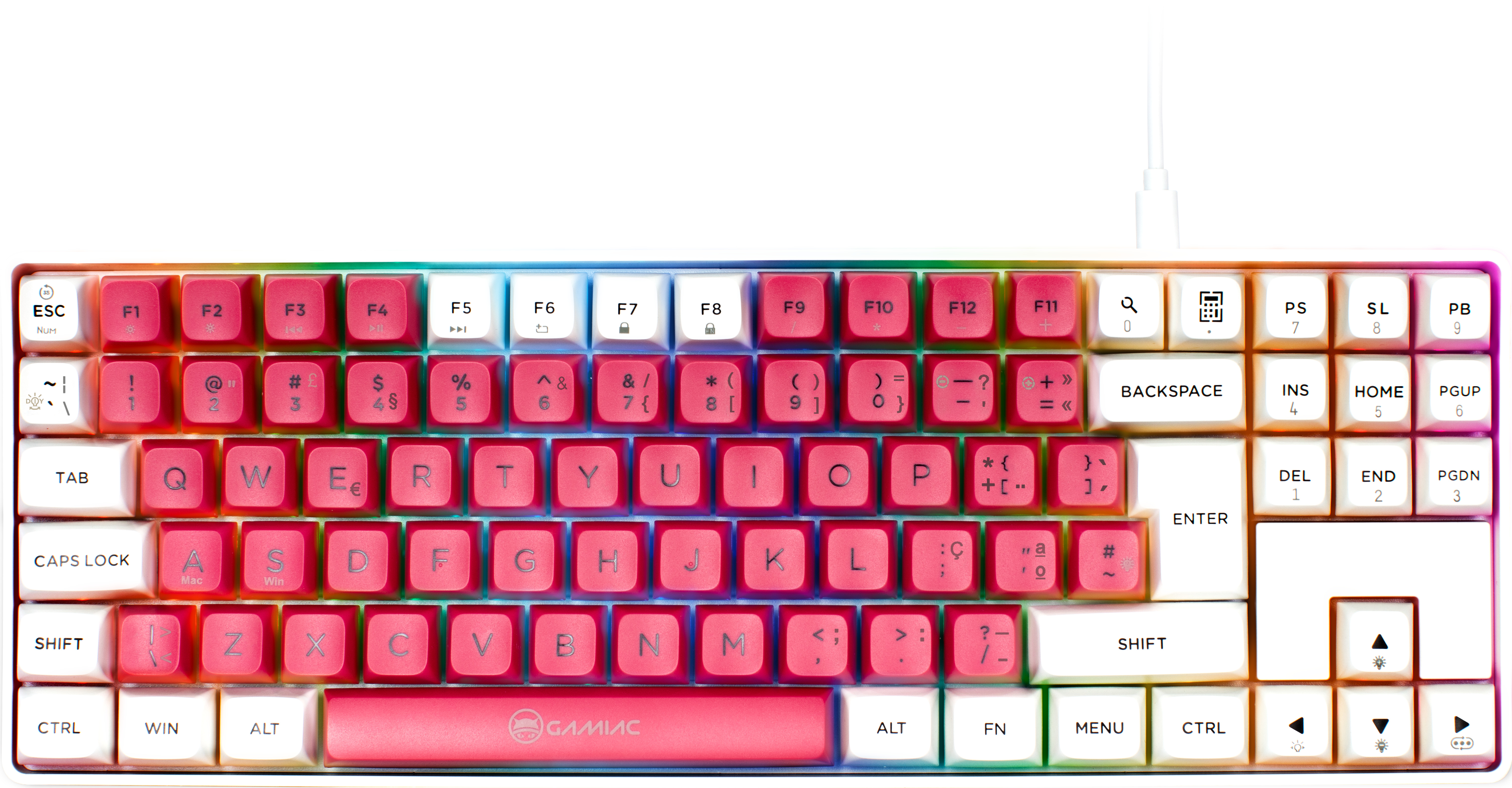 Picture of Picture of Teclado Mecânico GAMIAC TKL RGB90G Kailh Red Branco/Rosa (PT)