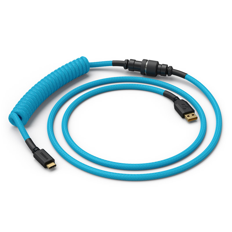 Glorious - Cabo Coiled Glorious USB-C para USB-A 137m - Electric Blue