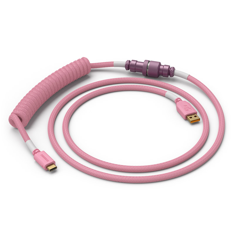 Glorious - Cabo Coiled Glorious USB-C para USB-A 137m - Prism Pink