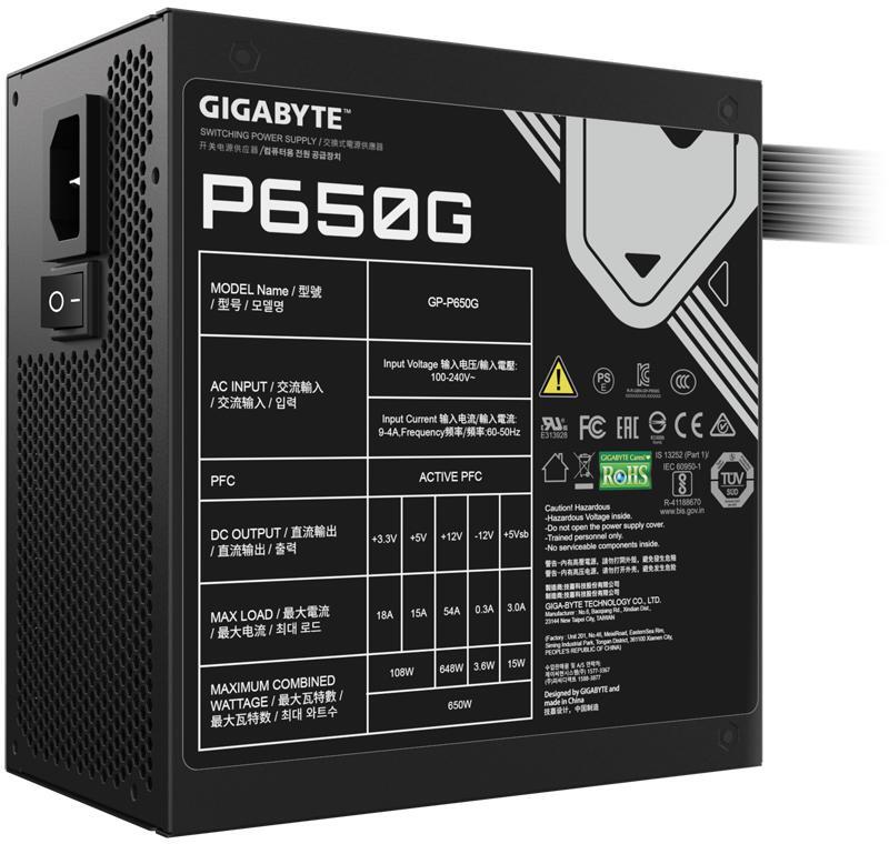 Gigabyte - Fonte Gigabyte P650G 650W 80+ Gold