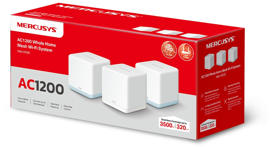 mercusys - Sistema Mesh Mercusys HaloH32G AC1200 Whole Home Wi-Fi 5 Gigabit (Pack 3)