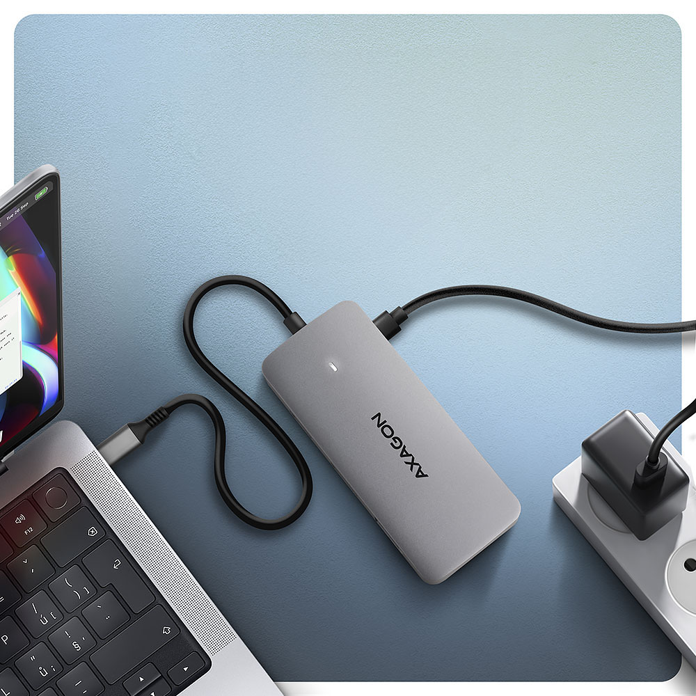AXAGON - HUB AXAGON HMC-CUB83X2 1x HDMI + 1x DP + 2x USB-A + 1x USB-C + PD 100W, USB-C cable 15 cm