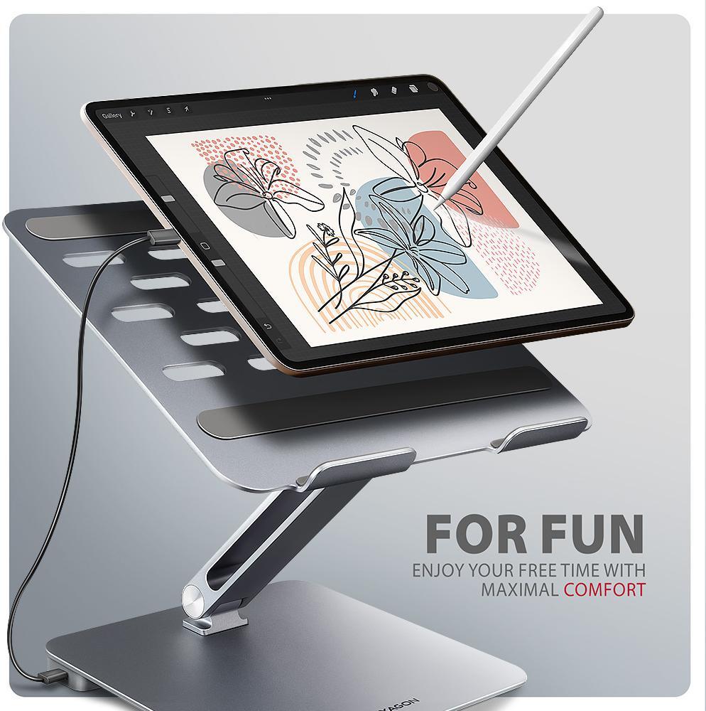 Picture of Picture of Suporte para portáteis 10" - 16" AXAGON HMC-STND c/ HUB 5Gbps, 3x USB-A, HDMI 4K/60Hz, GLAN, PD 100W, USB-C input