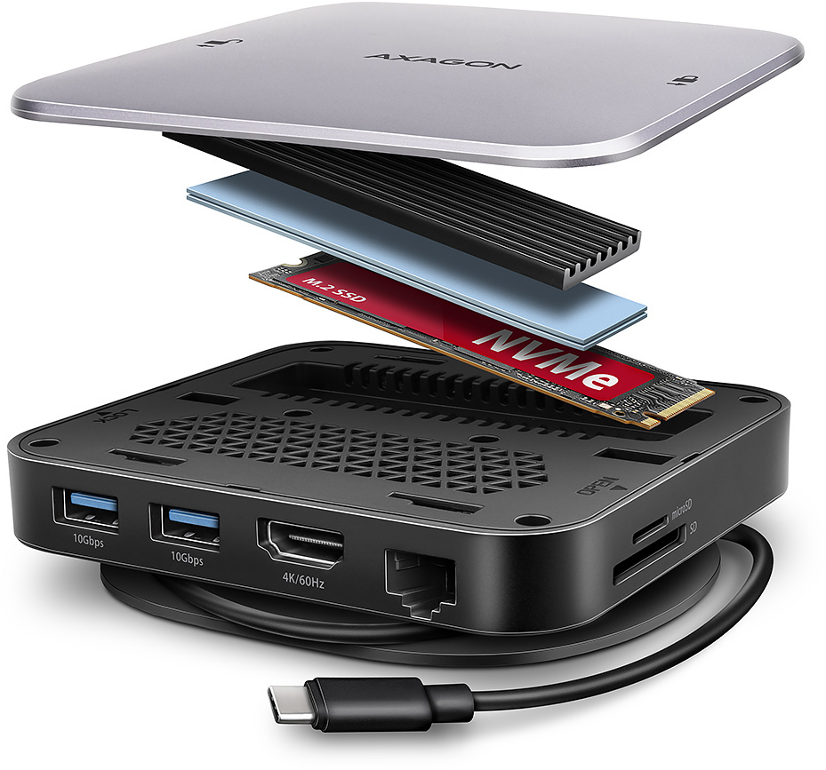 Picture of Picture of AXAGON HMC-UFO USB-C HUB 10Gbps UFO 9 em 1