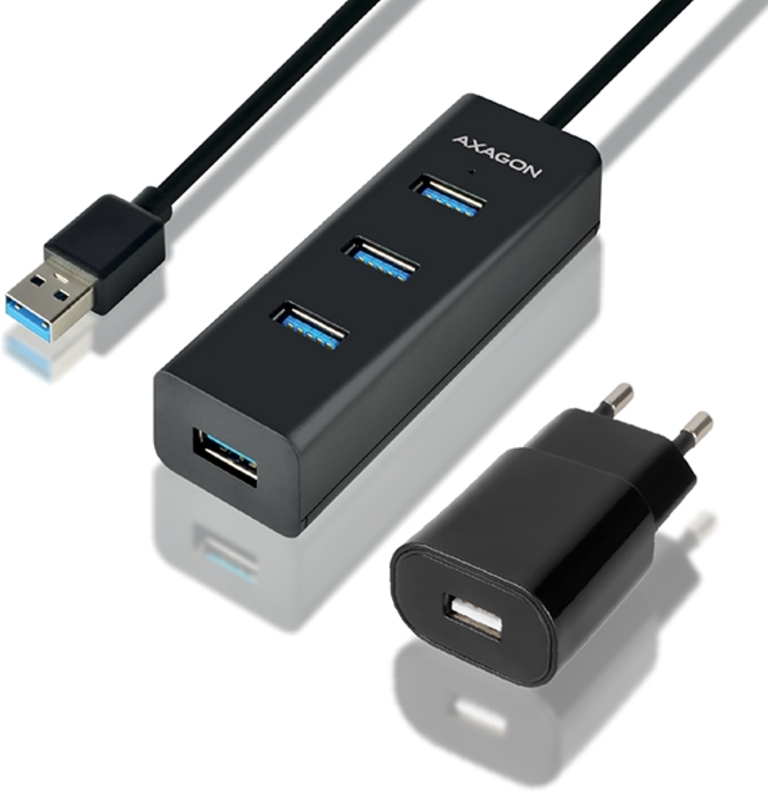 AXAGON - HUB de carregamento AXAGON HUE-S2BP 4x USB3.0, MicroUSB Charging, Incl. AC Adapter